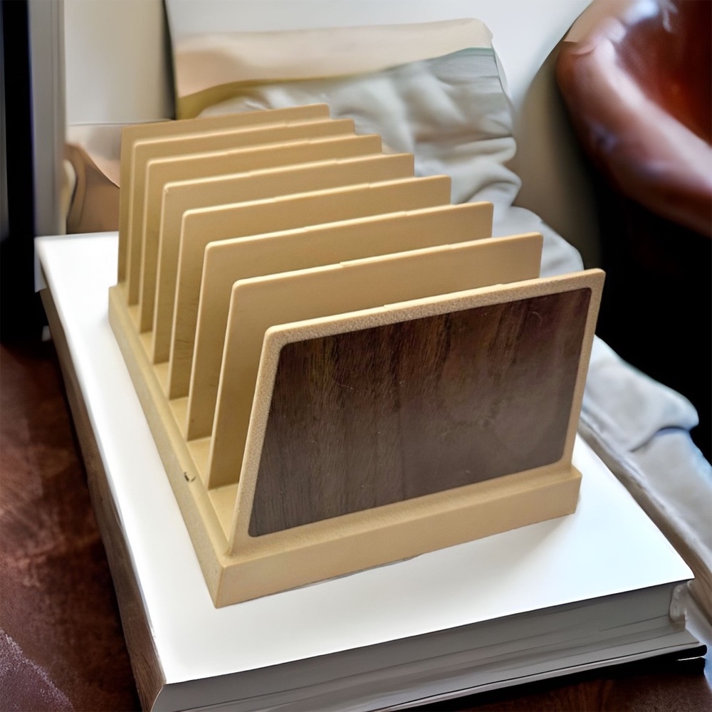 Vintage Desk Organizer Woodgrain W T Rogers 7 Slots